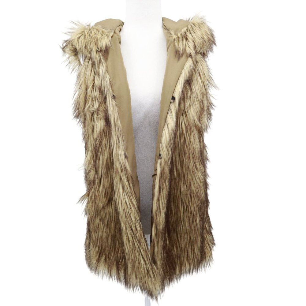 cupcakes & cashmere Faux Fur Hooded Vest in Beige/Tan